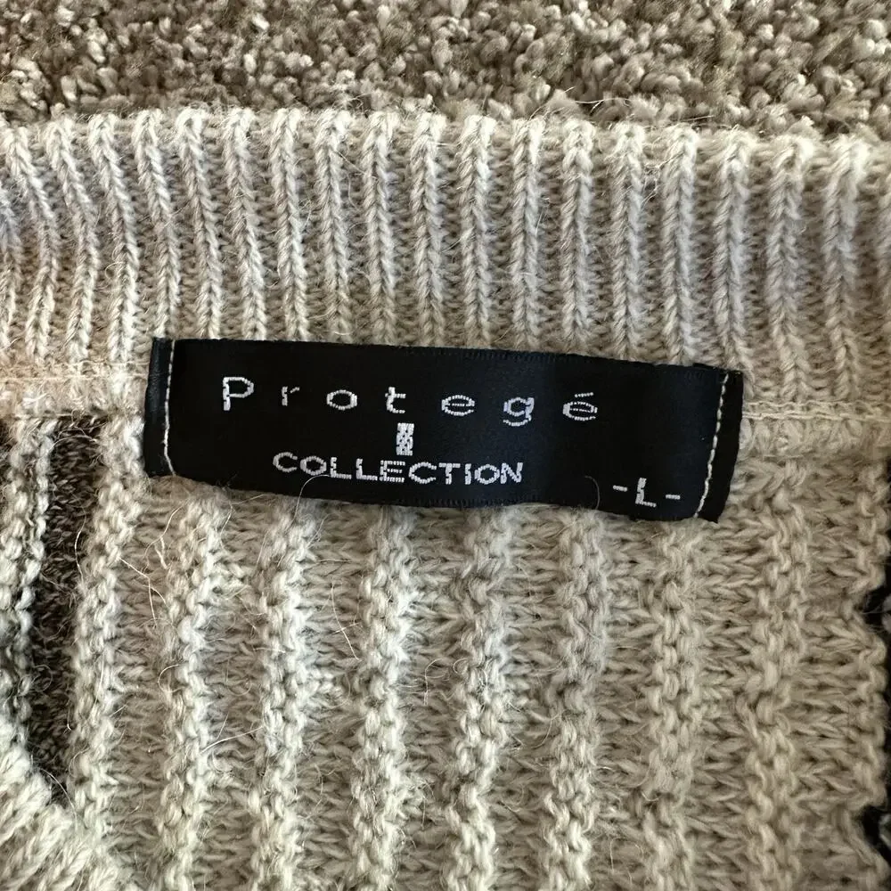 Protege Collection Geometric Chunky Sweater Mens L Alpaca Wool Blend USA Made
